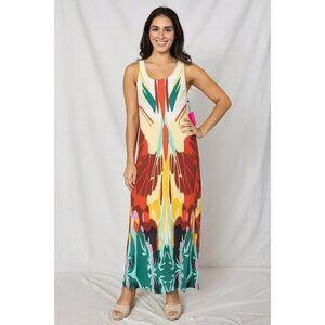 Melissa Masse Printed Sleeveless Maxi Dress Made In America S Multicolor Vibrant